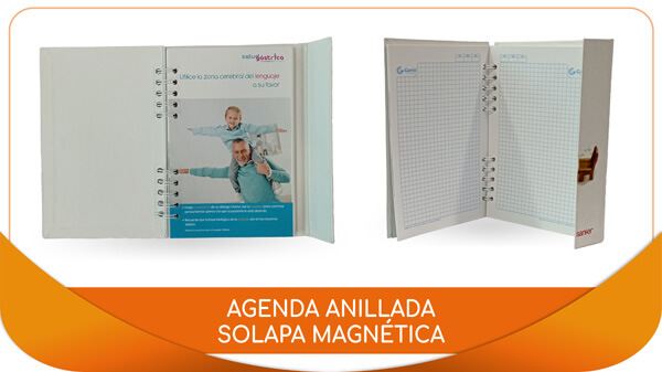 Agendas y Cuadernos Personalizadas anillada solapa magnetica