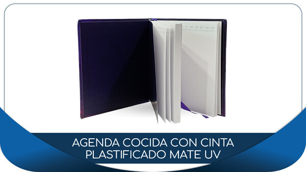 Agendas y Cuadernos Personalizadas cocida con cinta plastificadora mate uv portada contraportada