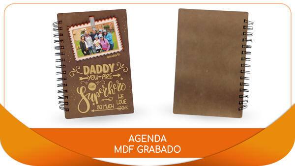 Agendas y Cuadernos Personalizadas mdf grabado portada contraportada